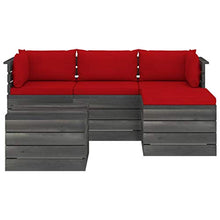 FAMIROSA Set Divani da Giardino su Pallet 5 pz con Cuscini Massello Pino-1809