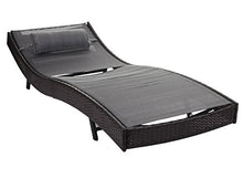 Mendler Lettino Regolabile da Esterno Savannah Acciaio polyrattan 220x70x88cm Marrone con Cuscino Grigio