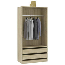 Tidyard Armadio Rovere Sonoma 100x50x200 cm in Truciolato con 3 cassetti