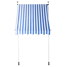 Pissente - Parasole retrattile impermeabile per finestra, impermeabile, anti-UV, tenda da giardino a scomparsa, per balcone, patio, giardino, 4 x 1,2 m (blu e bianco)