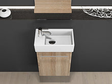 Mobili da bagno – Set con specchio con ripiano e lavabo in ceramica, 45 x 26 cm, rovere dorato