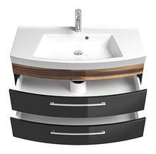 Posseik - Lavabo Rima in Legno, Antracite/Noce, 100 x 50 x 57 cm