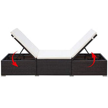 vidaXL Lettino in Polyrattan 195x60x31 cm Marrone e Bianco Crema Sdraio Branda