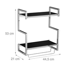 Relaxdays Glass Scaffale per Bagno, 2 Ripiani Complessivi, Argento, 21x44.5x53 cm