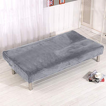 Velluto Peluche Armless Divano Slipcover,3 posti Inverno Spessa Elasticizzato Divano Letto coperture mobili Protector Fits Divano Letto Pieghevole Senza braccioli Silver Grey