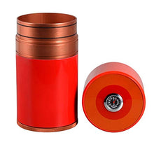 QINJLI Alluminio Cigar Box, Cigar Box Gift Box, Red Sigaro Cilindro, Sigaro igrometro umidificatore Corsa Sigaro Tubo 7 Cigar 28 Millimetri