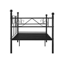 [en.casa] Divano Letto Metallo 200 x 90 cm Sofa Singolo Design Incluso Rete a Doghe Nero