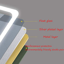 Specchio Specchio da Bagno Grande Rettangolare Illuminato a LED, Specchio antiappannamento Smart Touch a Parete, vanità 60x80cm