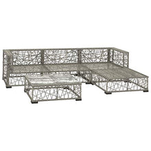 SKM Set Divani da Giardino 5 pz con Cuscini in Polyrattan Grigio