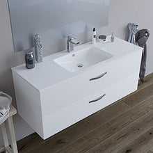 Mobile bagno SOSPESO 120 cm con lavabo in ceramica e specchio con cassetti BIANCO LINDA 8220
