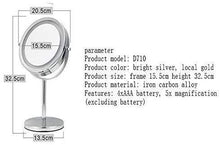 Specchio Pieghevole Portatile 7 Pollici 5 Volte ingrandimento Trucco con LED