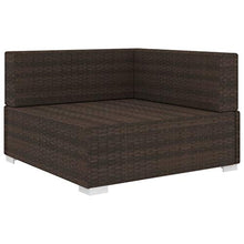 Festnight Poltrona Modulare ad Angolo, Sedie da Esterno con Cuscini Polyrattan Marrone