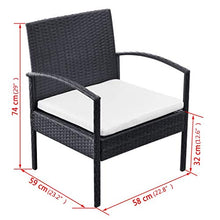 FAMIROSA Set Divani da Giardino 4 pz con Cuscini in Polyrattan Nero-2673