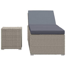 vidaXL Lettino Prendisole con Tavolino e Cuscino Foderato con Zip Robusto Elegante Regolabile Sdraio Telaio in Acciaio in Polyrattan Grigio