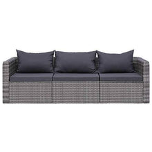 Festnight 3/4 pz Set Divani da Giardino Esterno in Polyrattan Grigio con Cuscini,Divano 3 Posti,Divano 4 Posti,Divano in Rattan,Divano da Giardino,Divano da Esterno,Divano Modulare - Arredi Casa