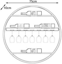 FTYYSWL - Scaffale da parete per bottiglie di vino, in ferro, con supporto per bicchieri di vino, rotondo, per casa e bar, 75 x 10 cm