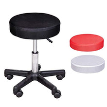 homcom - Sgabello da Salone Sedia Girevole in Tessuto di Maglia Altezza Regolabile Nero/Rosso/Bianco