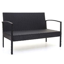 Mendler Salottino da Esterno Giardino HWC-F56 polyrattan - Nero con Cuscini Antracite
