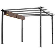 miozzi Pergola da Giardino 3X4m in Alluminio con Telo Scorrevole Nera e Beige