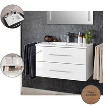 Fackelmann - Set di mobili da Bagno in Stile Rustico, con armadietto a Specchio a LED, 100 cm, 3 Pezzi