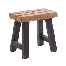 Rustic Design - Sgabello in Legno Riciclato, Stile Rustico, 41 x 42 x 24 cm (A x L x P), Pezzo Unico, nero e naturale