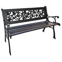 Panca da giardino in legno duro con struttura in acciaio, colore nero