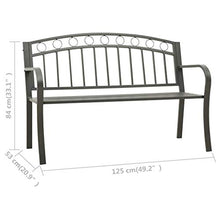 FAMIROSA Panchina da Giardino 125 cm in Acciaio Grigia-2042