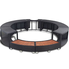 vidaXL Bordo Vasca Spa Poli Rattan Tondo Nero Piscina Idromassaggio Giardino