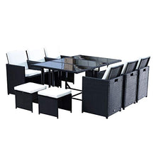 Outsunny Set di Mobili da Giardino in Rattan da Esterno Set da Pranzo 11 PZ con Cuscini Nero