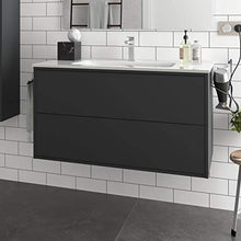 Yellowshop. - Mobile Bagno sospeso 100 cm Stile Moderno 2 cassetti lavabo specchiera LED MOD. Optimus (Nero Opaco)
