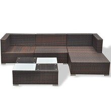 OUSEE Set Divani da Giardino 5 pz con Cuscini in Polyrattan Marrone