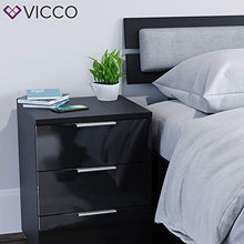 Vicco Comodino Nero lucido Con 3 cassetti Comò cassettone