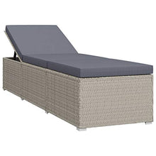vidaXL Lettino Prendisole con Tavolino e Cuscino Foderato con Zip Robusto Elegante Regolabile Sdraio Telaio in Acciaio in Polyrattan Grigio
