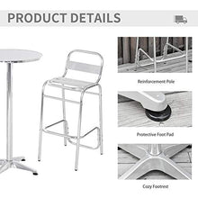 giordano shop Set Tavolino Alto e 2 Sgabelli da Giardino in Alluminio e Acciaio