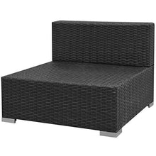SKM Set Divani da Giardino 7 pz con Tettoia in Polyrattan Nero