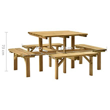 FAMIROSA Tavolo da Picnic con 4 Panche 172x172x73 cm in Pino Impregnato