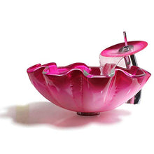 Jgophu - Vaschetta per lavabo in vetro rosa a forma di fiore