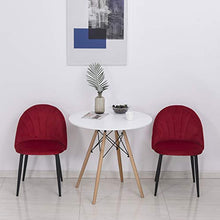 homcom Set 2 Sedie per Sala da Pranzo Imbottite, Poltroncine dal Design Nordico in Metallo e Velluto Rosso, 52x54x79cm