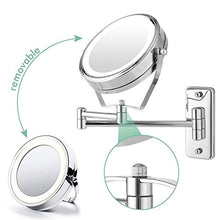 ZCCL Supporto da Parete per Specchio ingranditore, Specchio cosmetico a 360 ° Specchio da Bagno Girevole allungabile Specchio Normale ingrandimento 7X Specchio per Trucco Pieghevole Specchio di b