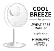 Specchio per Il Trucco Luce Dimmable Trucco Specchi 5X LED Specchio da Toilette Multifunzionale 3-in-1 con Ventilatore Nakeup Specchio