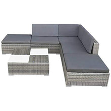 SKM Set Divani da Giardino 6 pz con Cuscini in Polyrattan Grigio