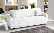 Divano 3 posti bianco in similpelle - 220 x 88 x 83h cm, vano contenitore, trasformabile in letto una piazza e mezza