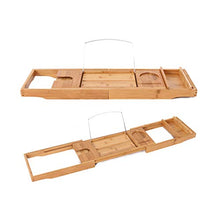 Vassoio Di Vasca Da Bagno, Regolabile Bagno Bambù Collocato Tablet Sapone Smartphone Vasca Da Bagno Scrivania, Bagni Ecologici Vassoio Rack Ripiani In Vetro, Adatti A Qualsiasi Vasca Da Bagno, 75-109x