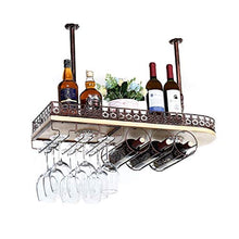 FGDSA Portabottiglie da Vino in Ferro battuto a mensola a Testa in Giù Bicchiere da Vino Semplice Bar Europeo per la casa Bar Ornamenti retrò (Dimensioni: 60 cm)