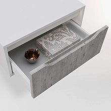 tft Mobile Bagno Sospeso 90 cm Lavabo Specchio e Lampada a LED Belsk 2 Bianco e Cemento