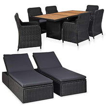 SKM Set da Pranzo da Giardino 9 pz in Polyrattan Nero (140.5kg)