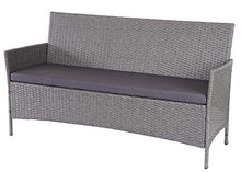 Mendler Serie Halden per l'esterno Divano Sofa 3 posti polyrattan Grigio con Cuscino Antracite
