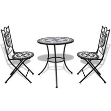 FAMIROSA Set da Bistrot 3 pz in Piastrelle di Ceramica Nero e Bianco