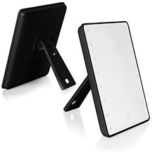 com-four® Specchio cosmetico LED con specchio ingranditore 10x - specchio cosmetico con 16 LED - funzionamento wireless - con supporto (nero)