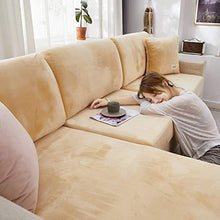 C/N Copriseduta Divano in Velluto Federa Elasticizzata Copri Seduta Divano copridivano Seduta con Cuscini Separati Beige - Arredi Casa